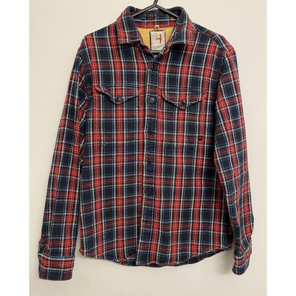 Relwen Red Plaid Tartan Flannel Button Up Men’s M Cotton Heavyweight Outdoors